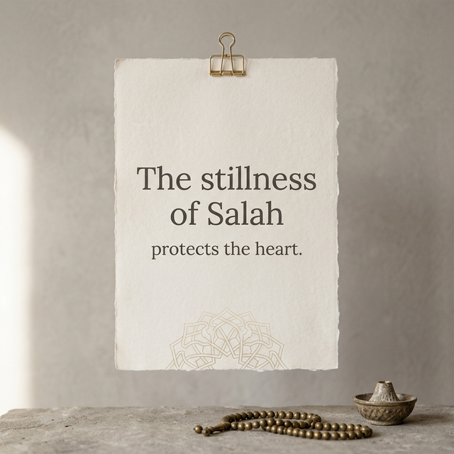 Islamic quote about stillness and focus in salah
