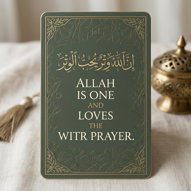 Allah is One and loves the Witr prayer.