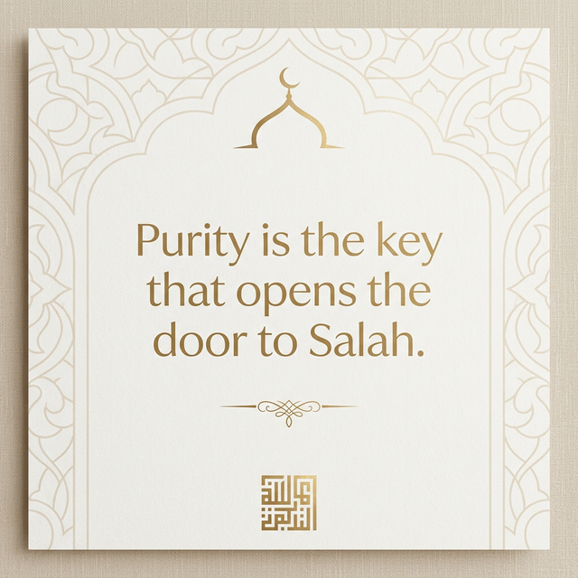 Islamic quote about purity and preparing for salah